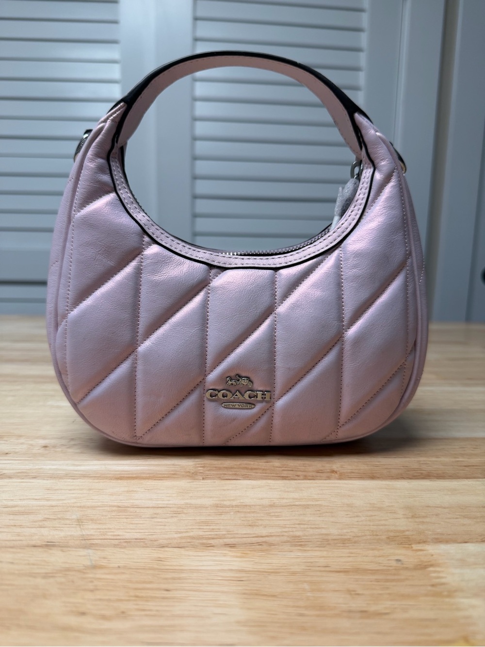 Coach Light Pink Quilted Mini Carmen Bag